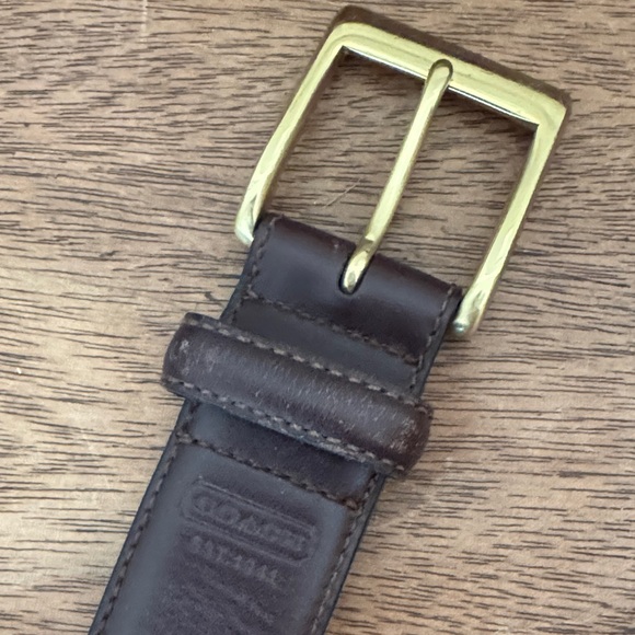 Coach FS5953 men's belt in brown calfskin leather with a solid brass buckle 34" - Picture 2 of 6